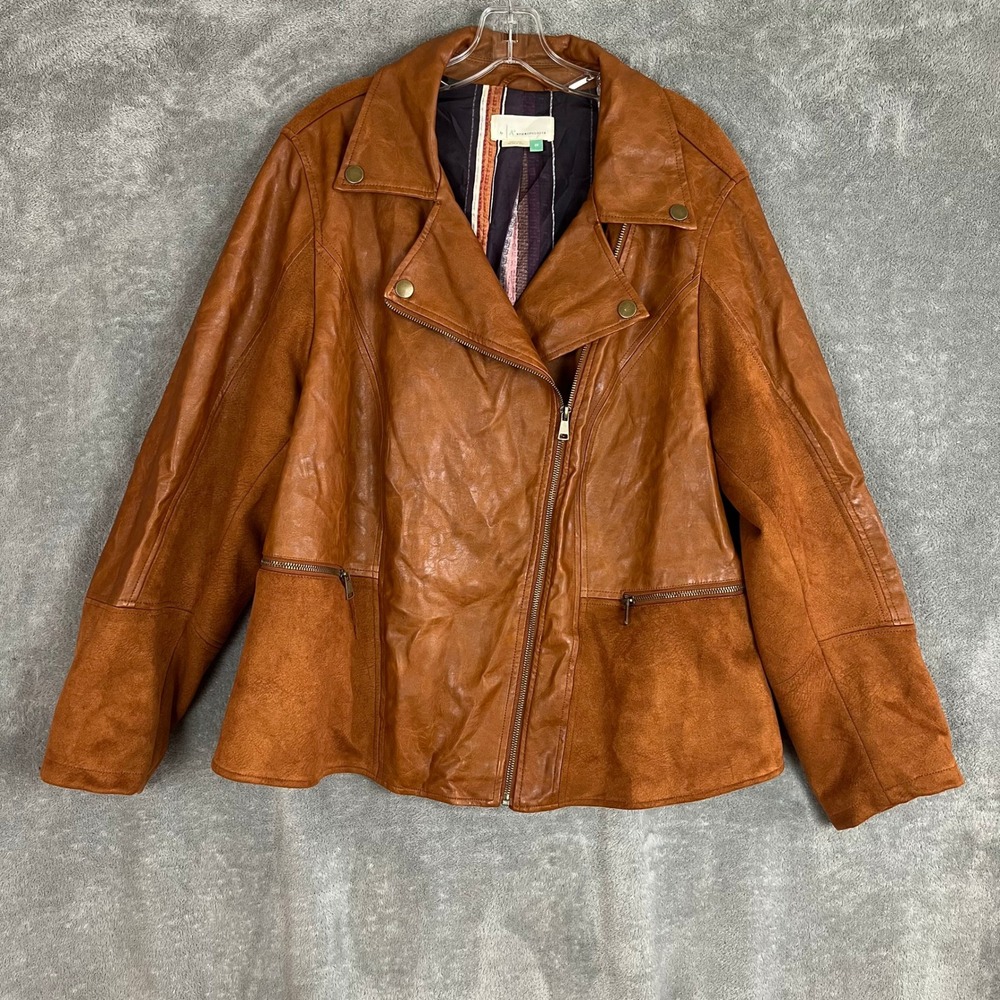Anthropologie Robyn Faux Leather Suede Moto Jacket Womens 2XL Career